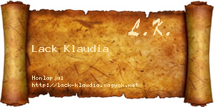Lack Klaudia névjegykártya